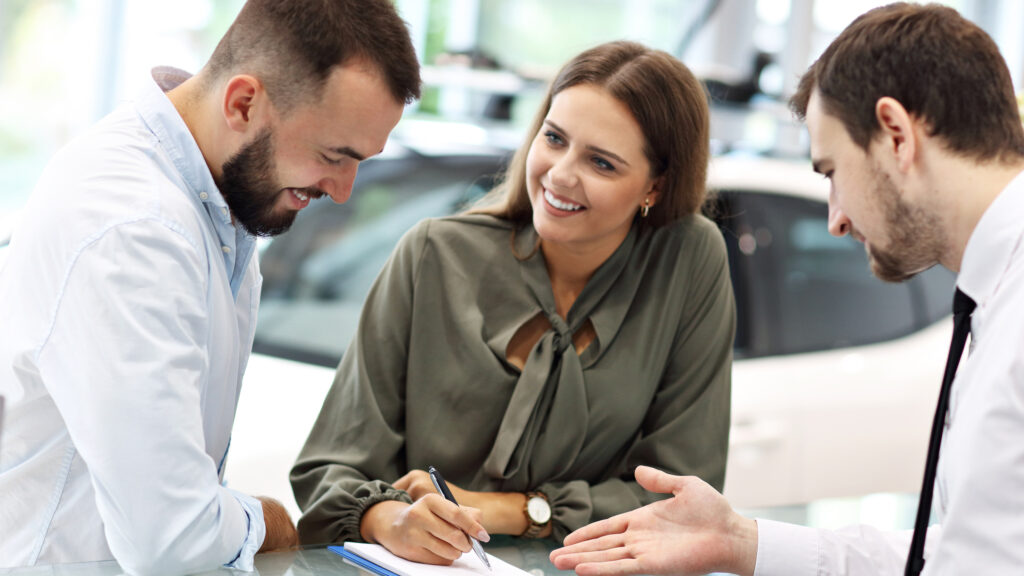 Salesperson completing a deal